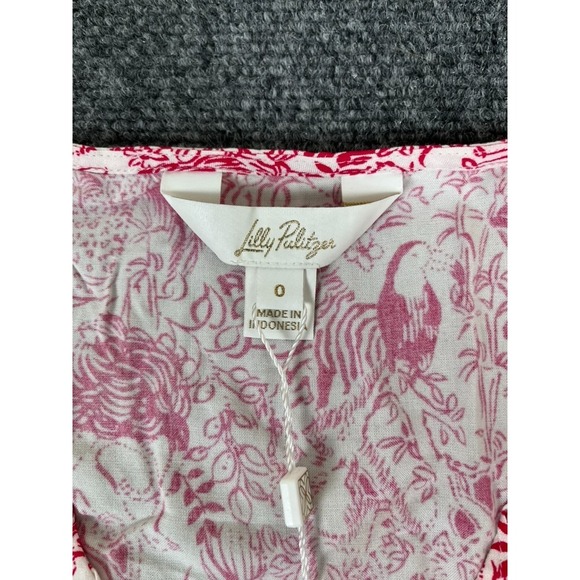 Lilly Pulitzer Raspberry Rouge Animal Magnetism Dress 3/4 Sleeve Rayon Size‎ 0 - Picture 2 of 10